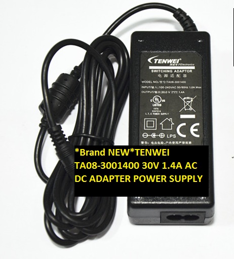 *Brand NEW*TENWEI TA08-3001400 30V 1.4A AC DC ADAPTER POWER SUPPLY - Click Image to Close